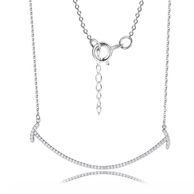 アクセサリー smile 925 Sterling Silver Smile CZ Cubic Zirconia Pendant Charm Link
