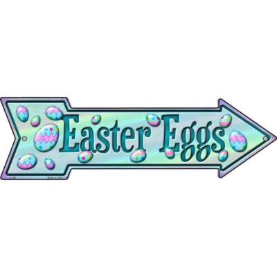 Easter Eggs Novelty Metal Arrow Sign  Directional 17'' x 5'' Wall Decor