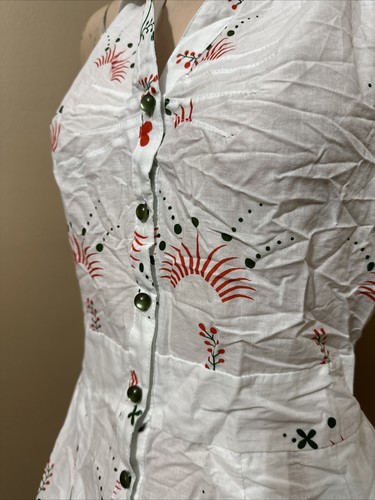 Women’s White Cotton Casual Summer Collared Backless Tied Size L Sundress Tunic - Picture 14 of 23