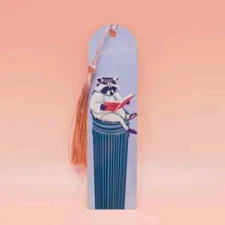 Raccoon Reading - Metal Double Sided Hand Made Bookmark