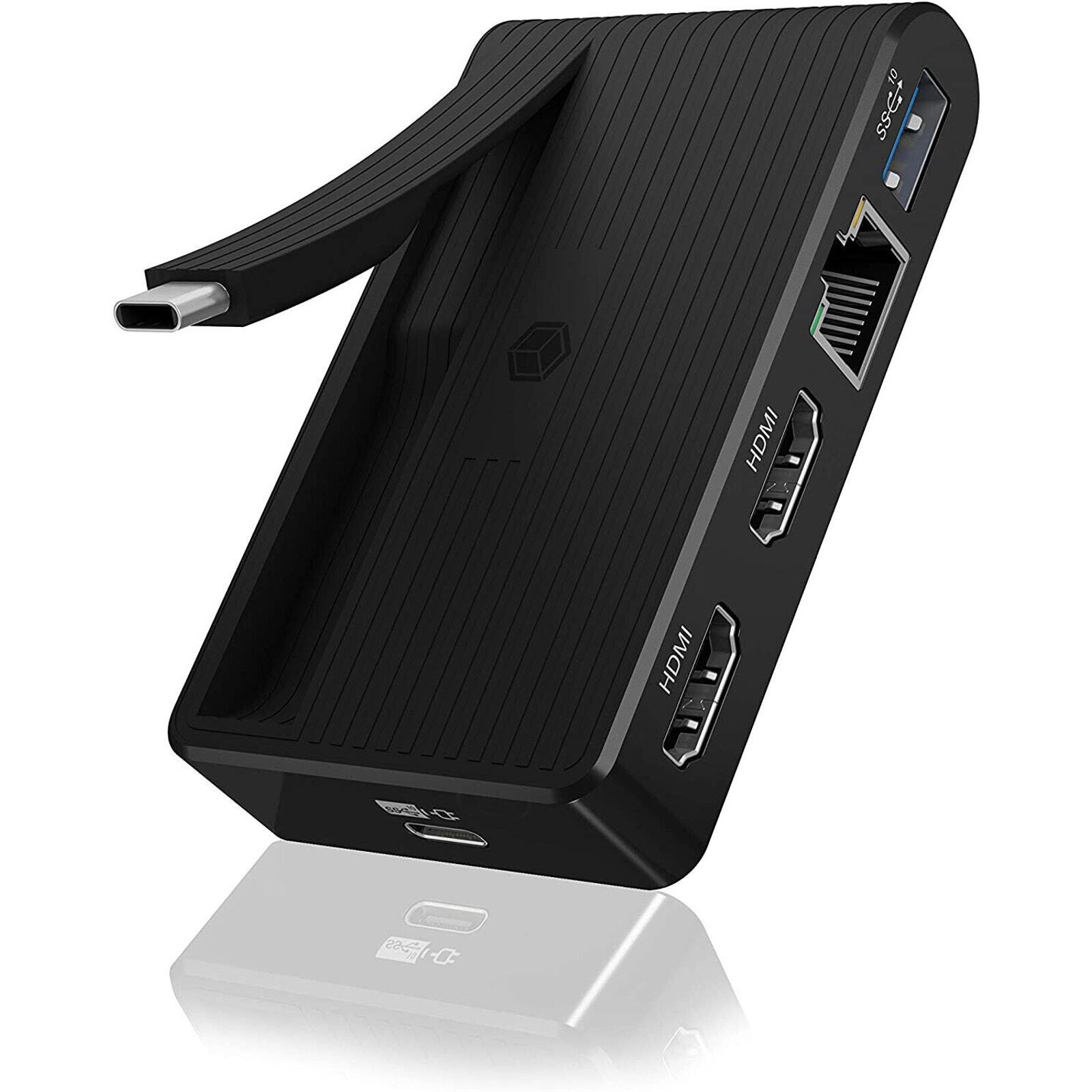 Icy Box Typ-C Notebook Dockingstation 4k Dual HDMI USB 3.1 2.0 Gigabite Lan