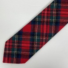 Vtg Pendleton Red Plaid Wool Tie USA Made 3 in wide 56 in long necktie Tartan