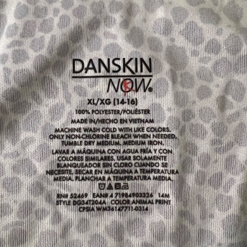 Danskin Now Girls XL 14/16 Animal Print Activewear Short Sleeve Top Neon Accent - Picture 4 of 4