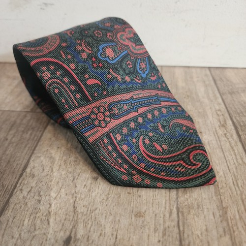 TURNBULL & ASSER Men's 100% Silk Necktie ENGLAND Paisley Red/ Blue / Green