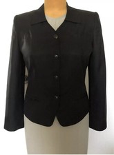 August Silk Collection Silk Blazer Sz 10/Euro 40 Classic Black Workwear Party