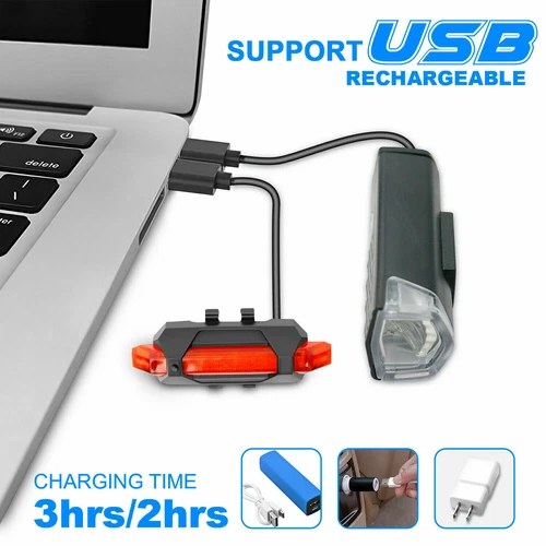 2Set USB Wiederaufladbare LED Fahrrad Scheinwerfer Fahrrad Front Rücklicht Fahrradlampe - Bild 17 von 23