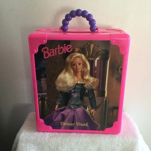Vintage Mattel 1995 Barbie Deluxe Trunk Carrying Case Pink Case Playset