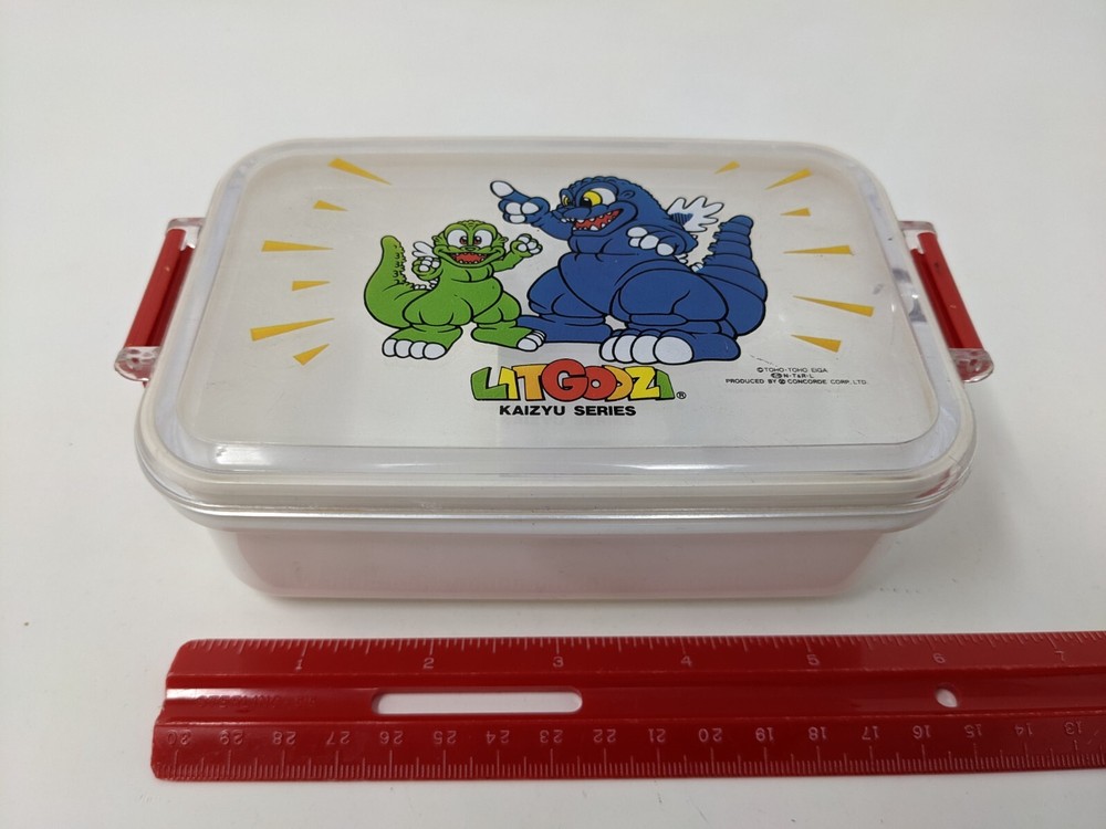 Godzilla Bento Box LitGodzi Concorde Vtg Japan Little Baby Godzilla Lunchbox