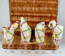 VINTAGE WICKER PICNIC WINE DRINKS HAMPER BASKET with BOTTLE FLASKS AND CORKSCREW