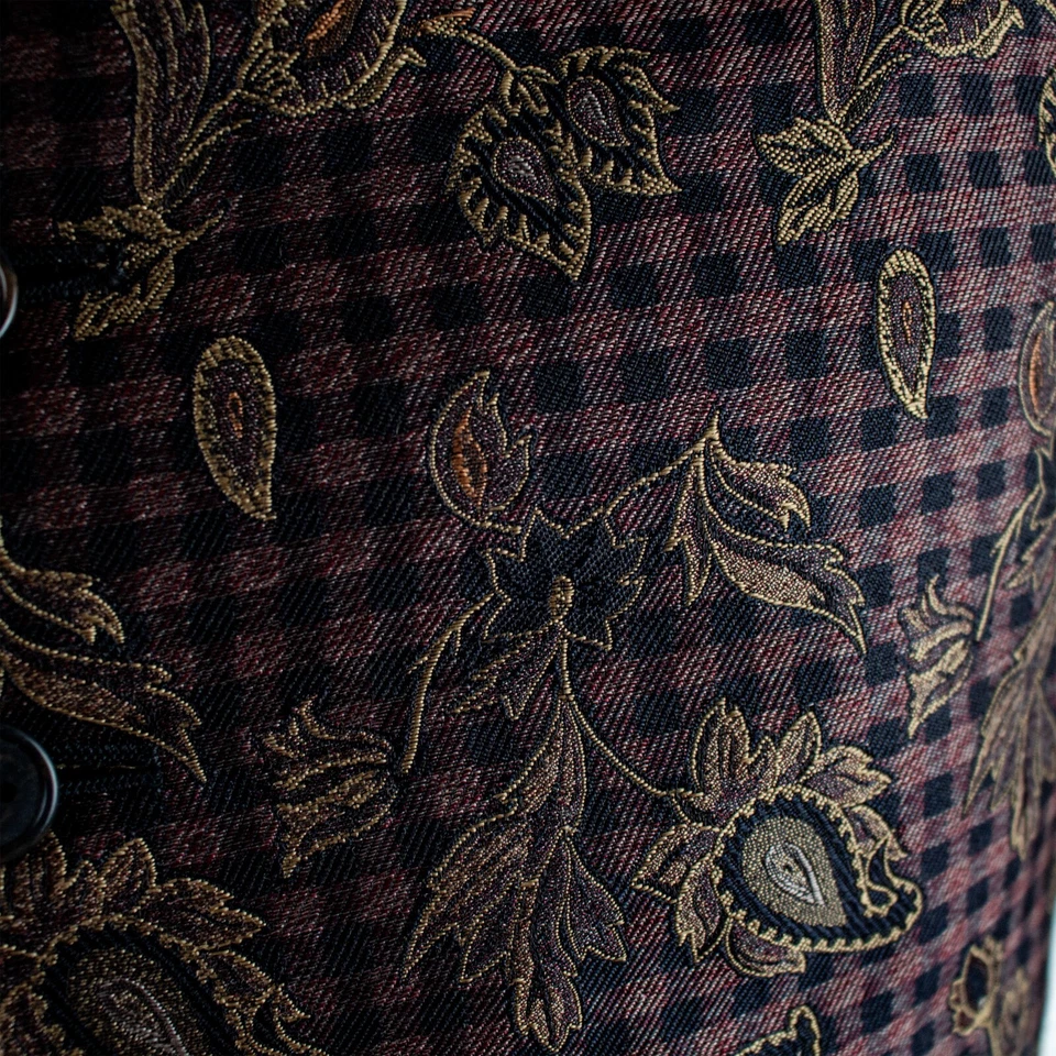 JOSPH ABBOUD Purple Olive Green Black Paisley Men Formal Waistcoat Vest Size L - Image 2 of 4