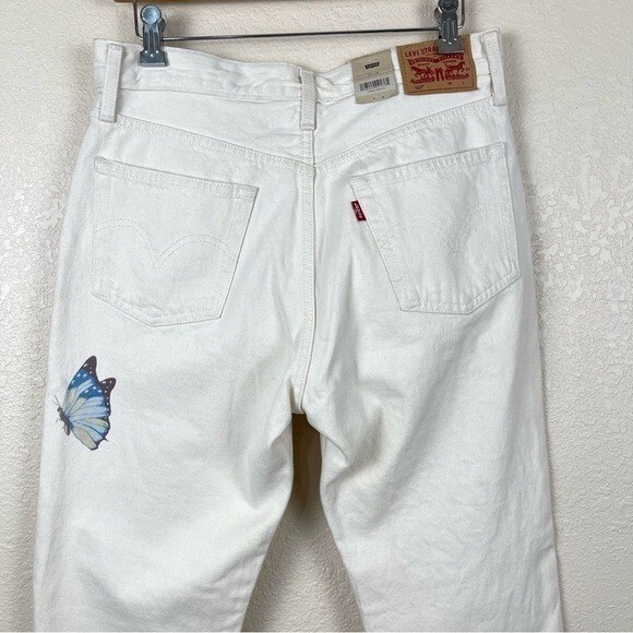 Levi’s 501 Original Fit Women's Straight Leg Butterfly Print Jeans Size 28 x 28 image 6