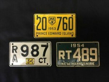 3 VINTAGE CEREAL METAL MINIATURE BICYCLE LICENSE PLATES