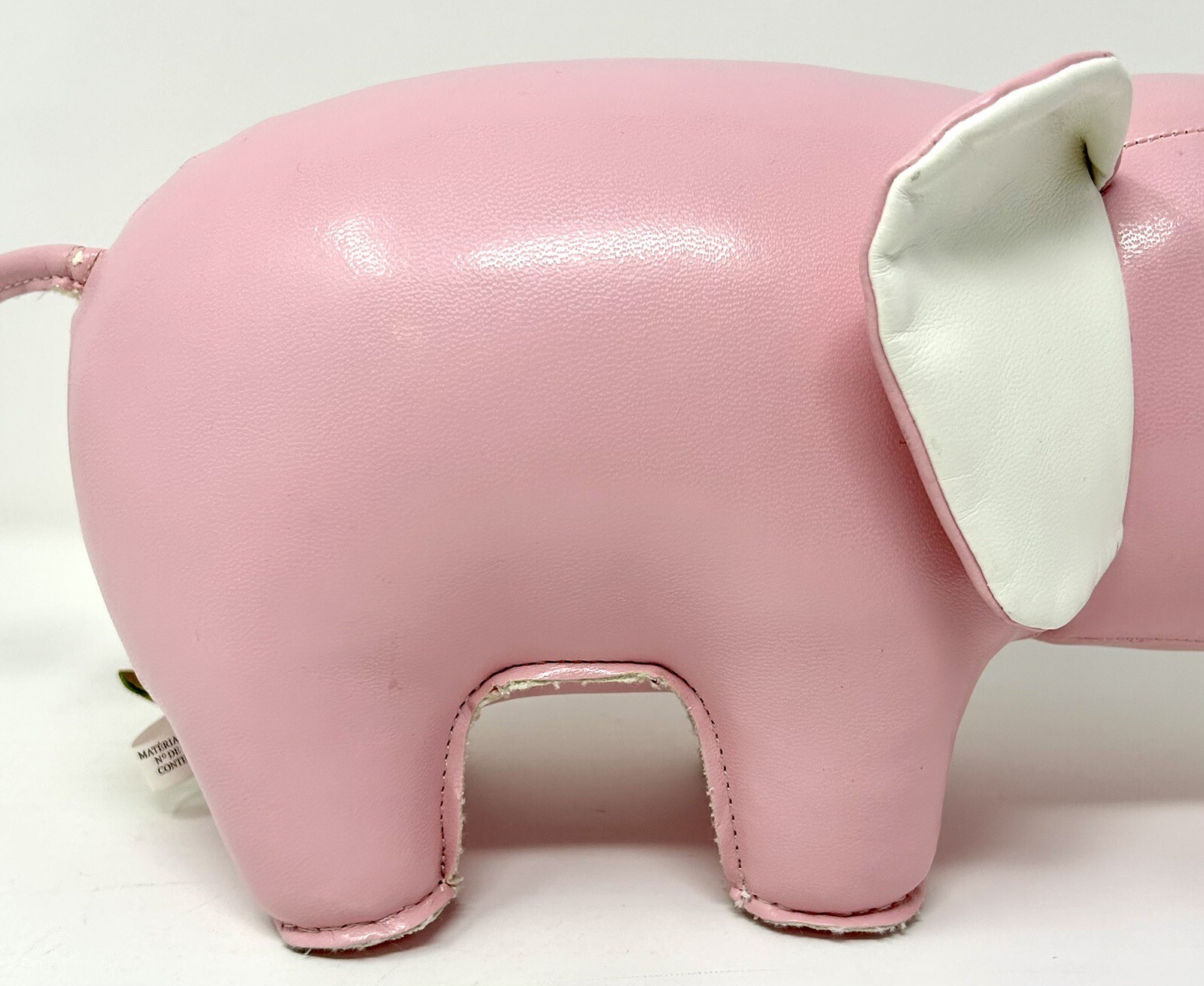 Zuny Pink Faux Leather Elephant Weighted Bookend Doorstop Baby Decor