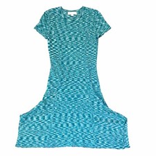 Michael Kors MK Womens Space Dye Midi Knit Sweater Dress Tile Blue Size S Small