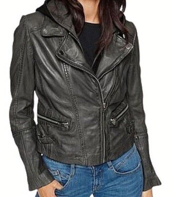 Gipsy Lederjacke im Bikerstil aus Schafsleder anthrazit  Größe L Neu18