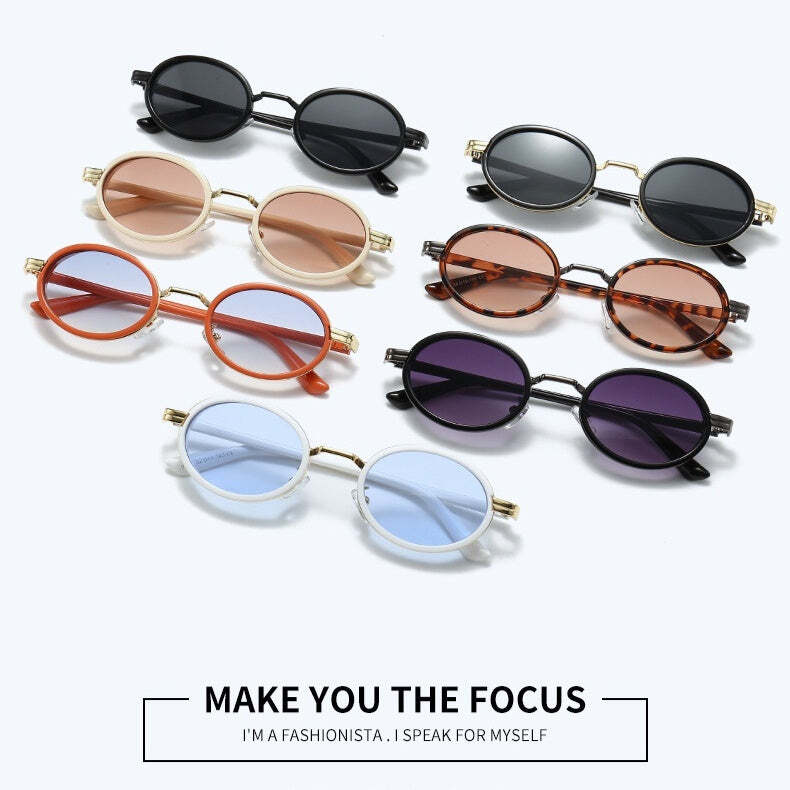 Retro Steampunk Metal Oval Small Frame Fashion Sunglasses for PC