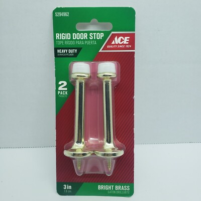 ACE Rigid Door Stop  HEAVY DUTY Bright Brass 2 Pack  3''  #5294962