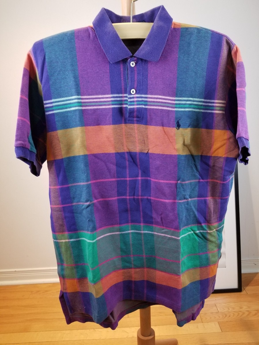 VINTAGE 90' RALPH LAUREN POLO PLAID HEAVY COTTON T-SHIRT SZ VINTAGE 90' RALPH LAUREN POLO PLAID HEAVY COTTON T-SHIRT SZ