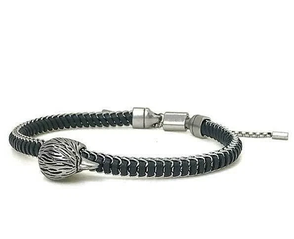 Emporio armani men's deals black eagle logo bracelet