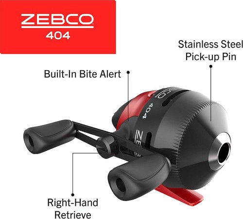 Zebco 404 Spincast Reel And 2-Piece Fishing Rod Combo, Durable Fiberglass Rod - Picture 6 of 23
