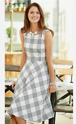 TALBOTS BLACK/WHITE CHECK A-line DRESS SHIFT Size 10 TALBOTS BLACK/WHITE CHECK A-line DRESS SHIFT Size 10