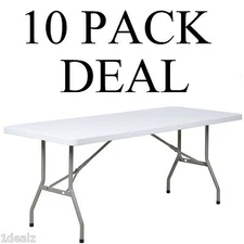 10 pack 30"x 72" Granite White Plastic Folding Table Banquet Table $Rebate