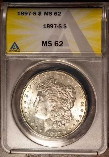 1897-S $1 Silver Morgan Dollar MS 62 ANACS # 7469290 + Bonus
