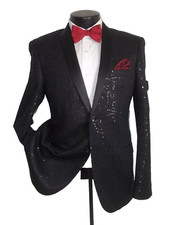  Giovanni Testi Sparkles Black 2Button Shawl Lapel Wool Entertaining Jacket 38R