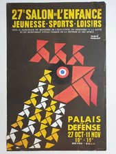 27eme salon de l'enfance, jeunesse, sports et loisirs Hervé Morvan 1974 Affiche 