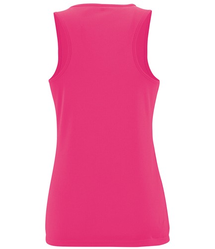 Womens Ladies Sporty Polyester Performance Tank Top Vest Sleeveless T-Shirt - Picture 3 of 10