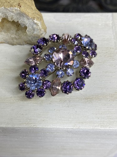 Spilla Strass Viola Rosa Blu 2"" Spilla Gioielli - Foto 8 di 8