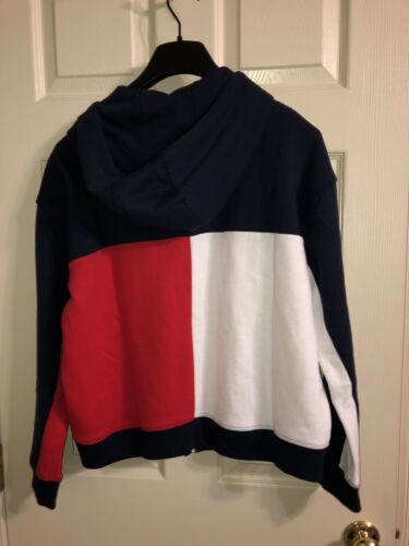 SUDADERA CON CAPUCHA TOMMY HILFIGER MUJER AZUL MARINO CON CAPUCHA con cremallera completa bandera deletreada grande - Imagen 4 de 11