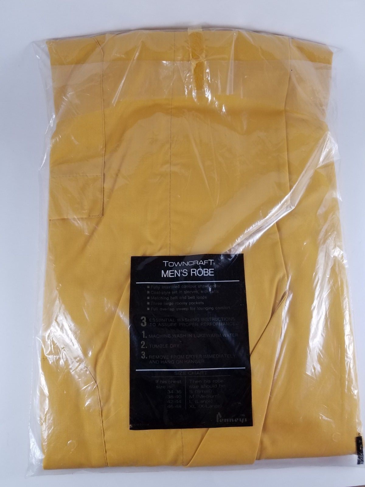 Vintage Men's Tan Yellow Towncraft Robe Penneys NEW IN PACKAGE Size