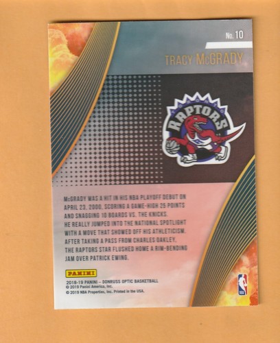 Tracy McGrady Toronto Raptors 2018-19 Donruss Optic All Clear for Takeoff #10 6R - Picture 2 of 2