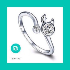 Zodiac Cancer Sign Adjustable Ring with crystal