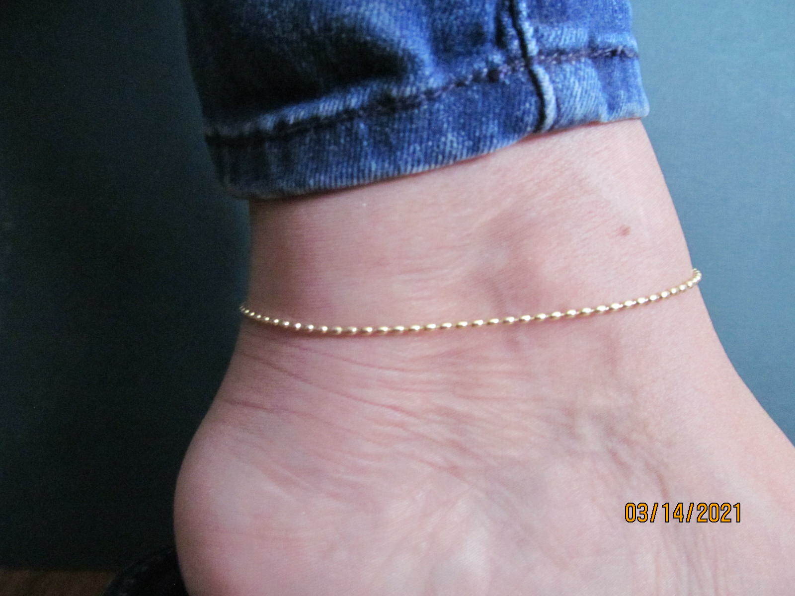 Anklet, Solid Gold/Silver Mix, Length 9