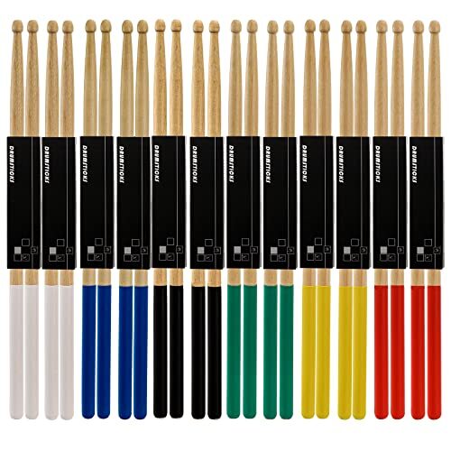 12 Pairs Drum Sticks with Non-Slip Rubber Handle Classic 5A Maple Wood Tip Drum - Picture 1 of 4