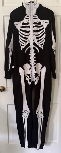 Tipsy Elves skeleton Halloween adult unisex costume black jumpsuit size Small