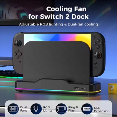 Für Switch 2 Spielekonsole Kühlventilator-Dock USB-Typ-C-Ladestation Zubehör RGB