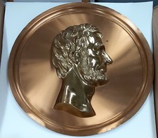 1865 Lincoln High Relief Portrait Bronze by F. Simmons Mounted on Copper 