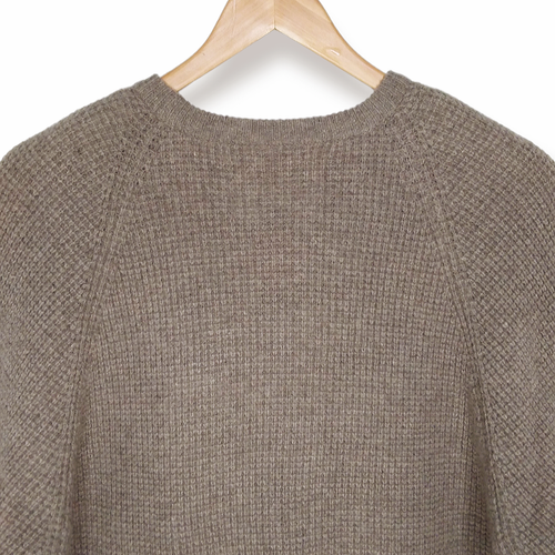 Y2K Abercrombie Sweater Size Medium Lambswool Khaki Waffle Knit Military Grunge - Picture 6 of 8