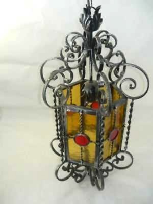 Lantern chandelier lantern wrought iron with glass