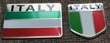ALUMINUM Italian Flag Emblem Sticker 3D Italy Decal For Car, Truck (COMBO PACK)