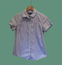Tommy Hilfiger Light Blue Striped Button Down Shirt Sz S Casual Nautical Preppy