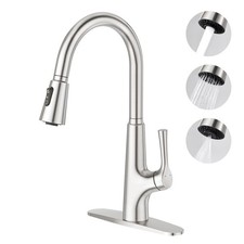 Kitchen Faucet with Pull Down Sprayer 3 Mode, High Arc 360  Swivel Brushed Ni...