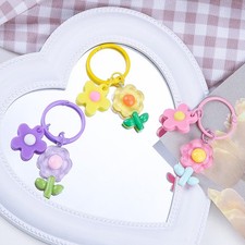 Candy Color Flower Keychain Candy Color Floral Keyring Backpack Pendant Decor A3