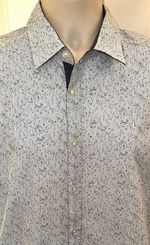 HUGO BOSS Men's Light Blue Floral Print Slim Fit Short Sleeve Shirt Size M - Picture 2 of 3