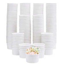 200-Pack Paper Ice Cream Cups - Bulk 8oz Disposable Ice Cream Bowls (White)
