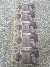 Twenty Pound 20£ Banknotes X5 Consecutive Pair Serial Numbers