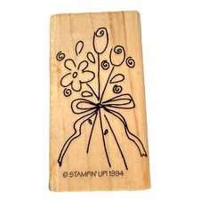 Stampin Up Vintage 1994 Flower Bouquet Rubber Stamp